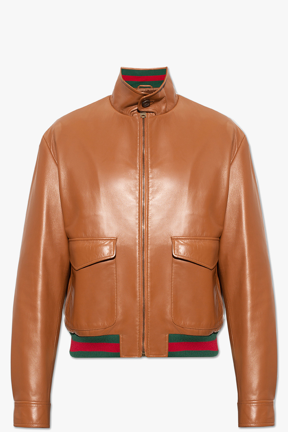 Gucci brown cheap leather jacket